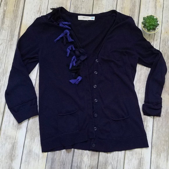 Anthropologie Navy Sparrow Ribbons and Bows Cardi - Picture 2 of 4